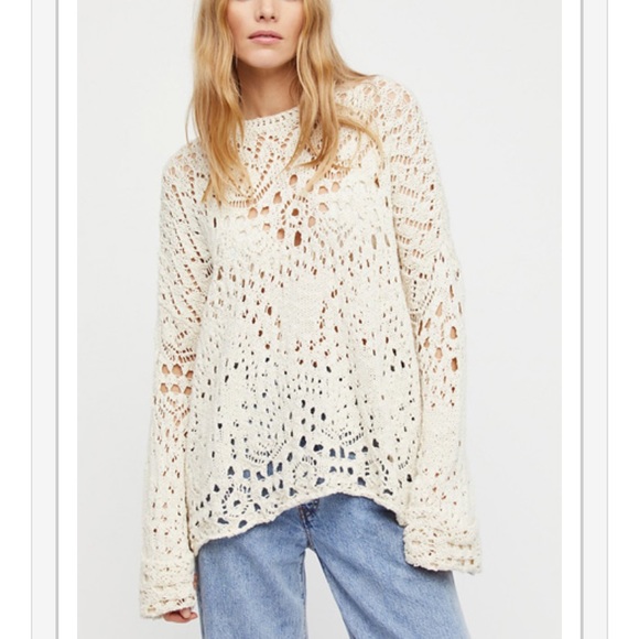 Free People Sweaters - Free People Crochet Sweater Long Sleeve